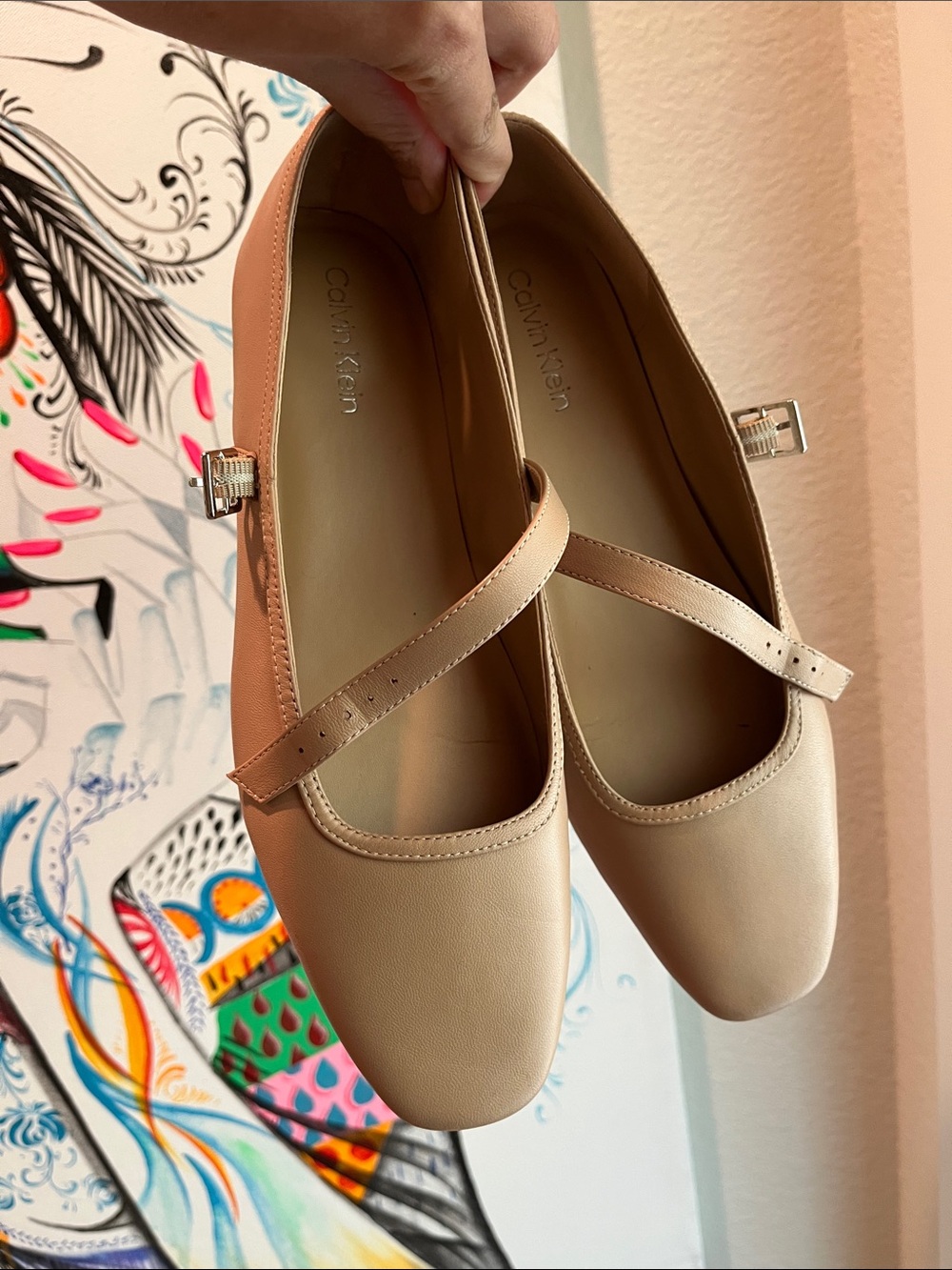 Calvin Klein Nude Mary Jane Flats